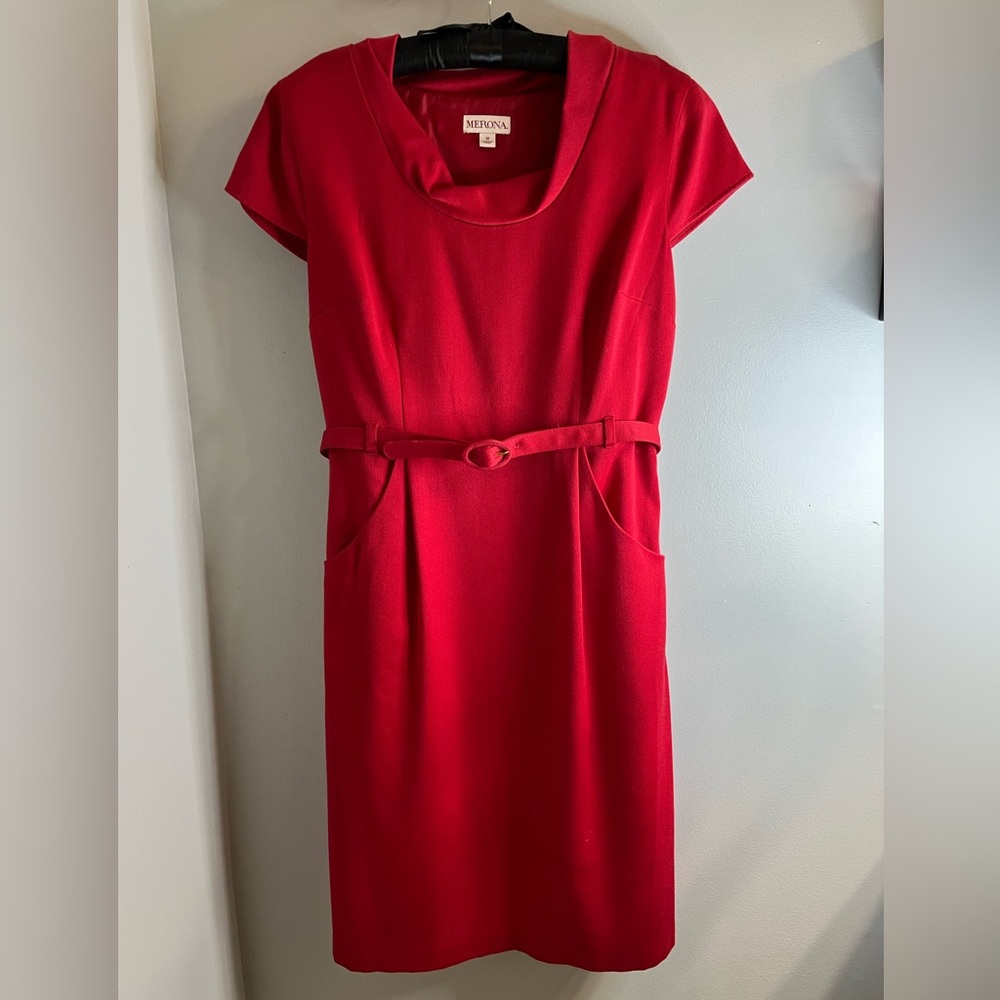 Merona Red Midi Dress with Belt